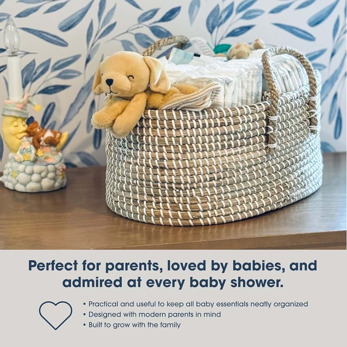 CeceliaClaire Seagrass Luxury Baby Changing Set With Pad And Diaper Caddy Organizer (photo 3)