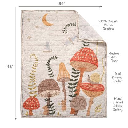 Lambs & Ivy Mushroom Meadow 3-Piece Organic Cotton Crib Bedding Set