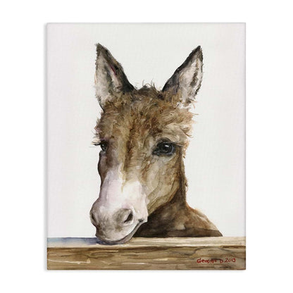 Stupell Industries Adorable Baby Donkey Farm Canvas Wall Art, 16 x 20 Inch, Ready to Hang