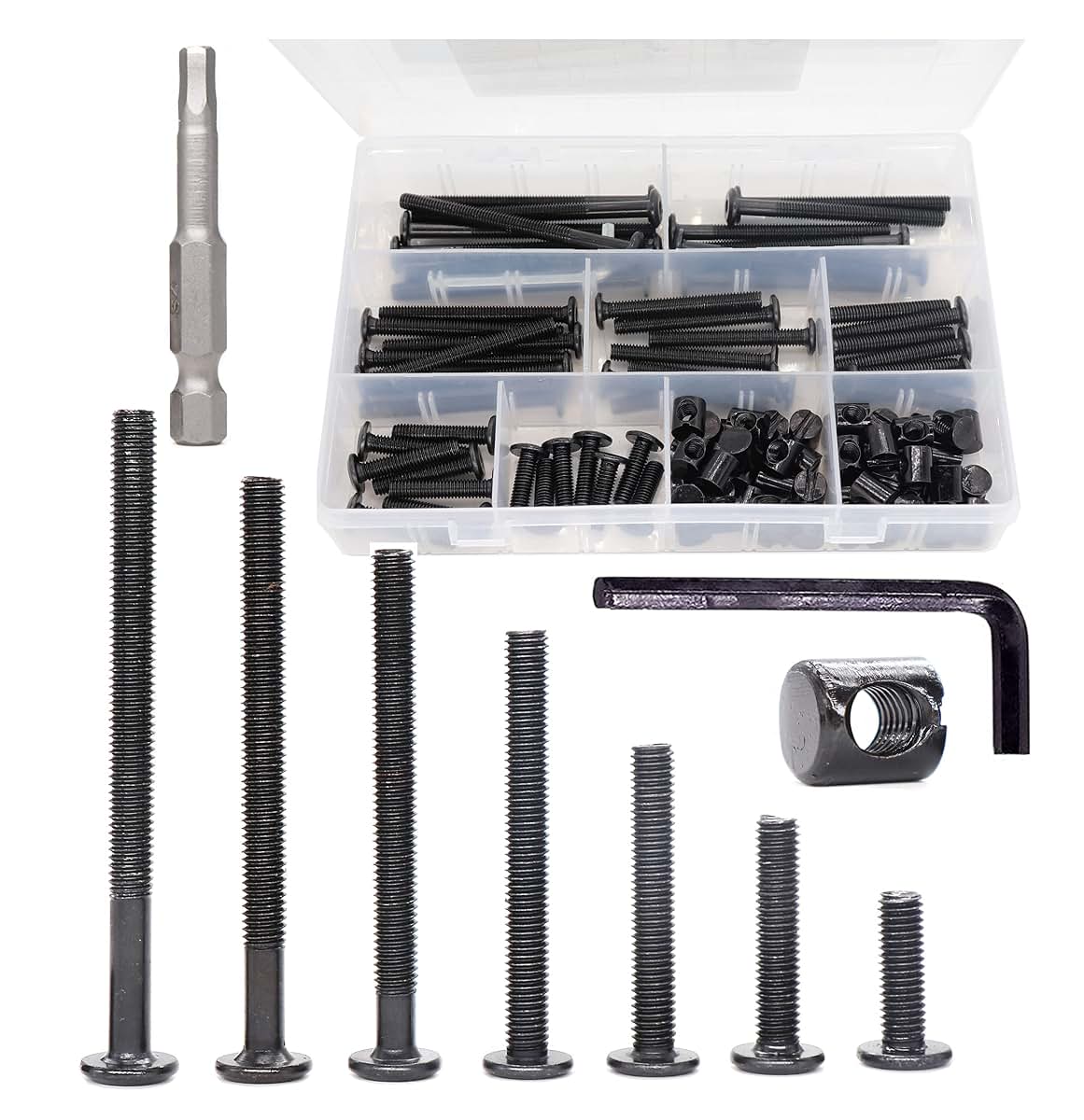 M6 Black Hex Socket Cap Screws Kit for Crib Furniture Assembly