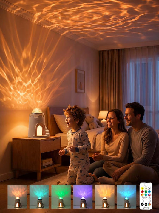 AuroraNiteBeam Castle Ocean Wave Projector Light,19-Color LED Lights for Bedroom Decor