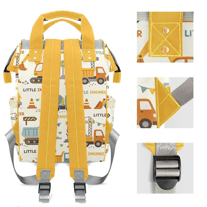 YallLocoMo Personalized Diaper Bag Backpack Gift Watercolor Cute Construction Engineering Trucks Ultimate Nappy Bag: (photo 4)