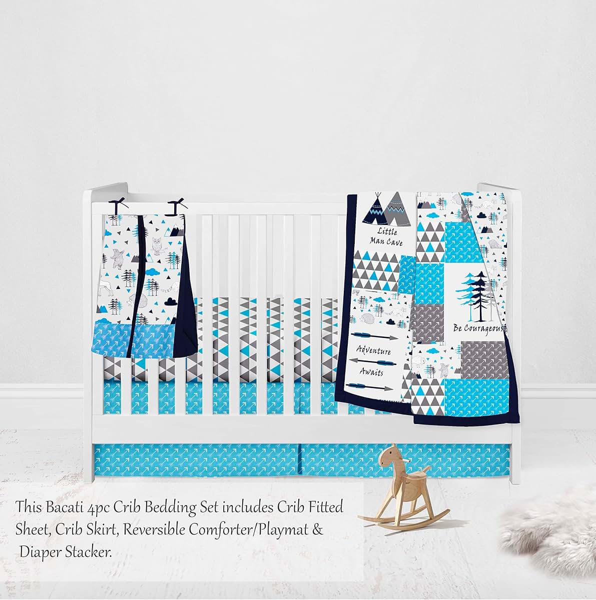 Bacati Woodlands Forest Animals 4-Piece Cotton Crib Bedding Set (photo 3)