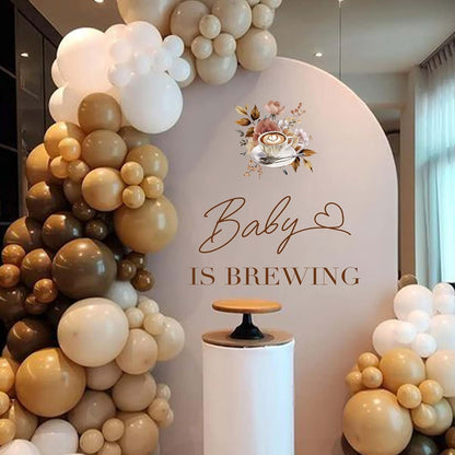 Upfrist Baby Is Brewing Wall Decal With Rose Gold Floral Accents