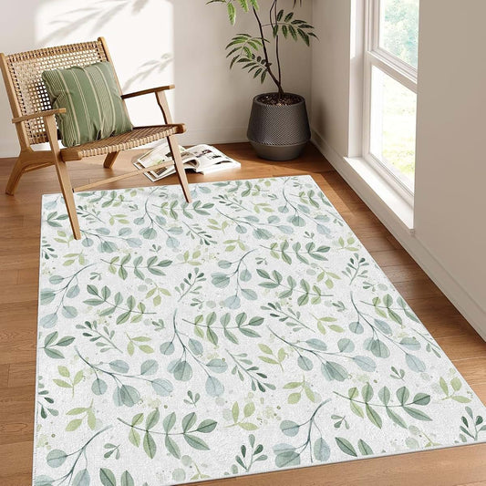 dyausi Modern Rug - Boho 3x5 Rugs for Bedroom Living Room Low Pile Indoor Washable Neutral Vintage Door Mat Non-Slip