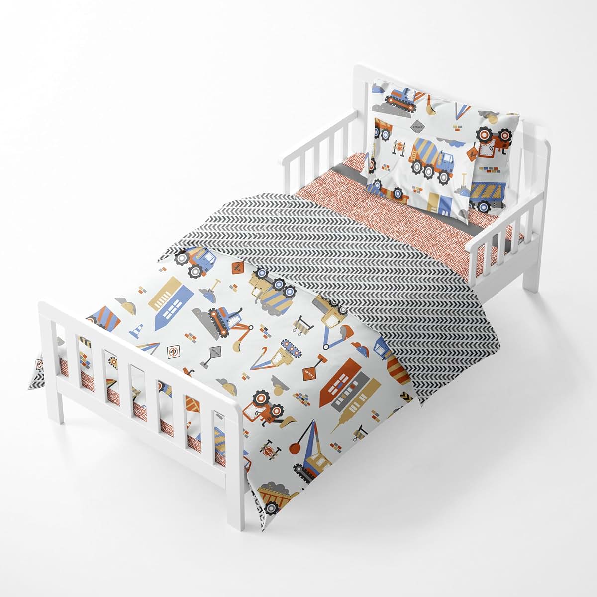 Bacati Construction Multicolor Boys Cotton 4 Piece Toddler Bedding Set 100 Percent Cotton Includes Reversible (photo 4)