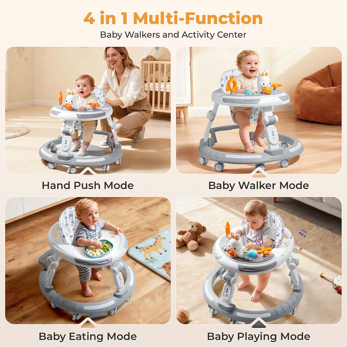 Dewlia 4-in-1 Foldable Baby Walker with Adjustable Height and Toys (photo 3)