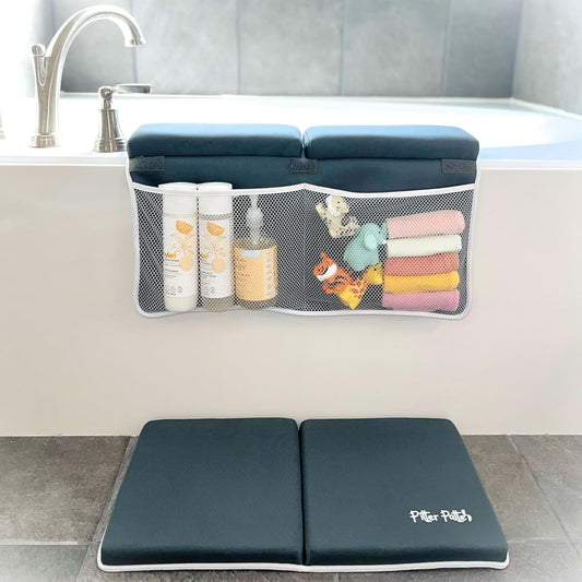 Pitter Patte Baby Bath Kneeler and Elbow Rest Pad Set Made of Neoprene & Foam - Non Slip Cushioned Bath Kneeling Pad