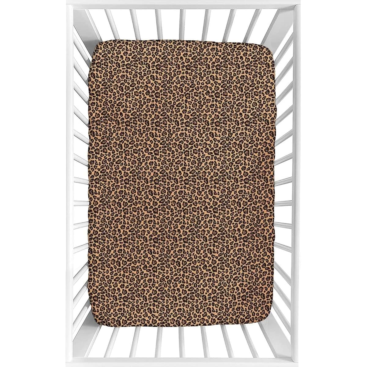 Microfiber Leopard Print Fitted Crib Sheet for Standard Mattress