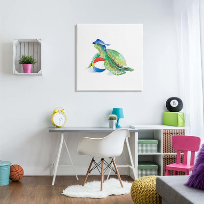 Stupell Industries Ocean Tortoise Playful Beach Ball Aquatic Canvas Wall Art
