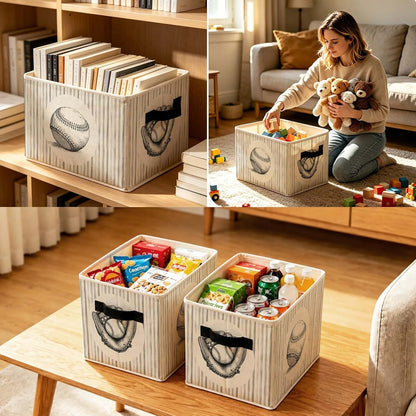 WPQTHIP Vintage Baseball Foldable Storage Basket