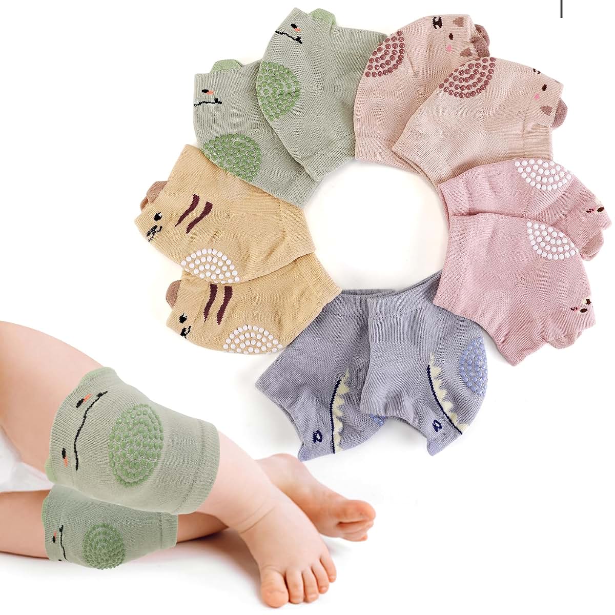 VOLSION Baby Knee Pads for Crawling, 5 Pairs, Toddler