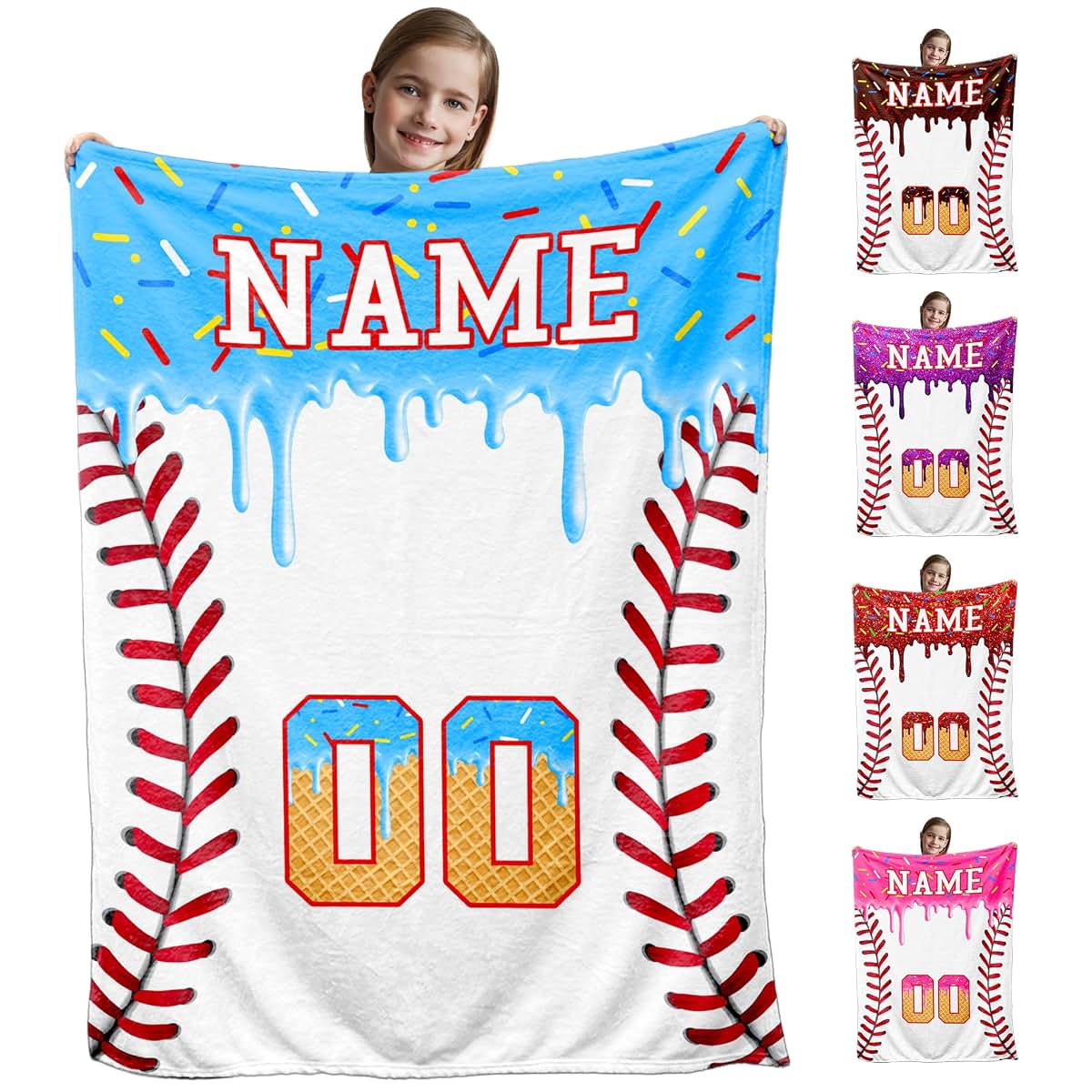 PrintMyWay Personalized Flannel Blanket For Kids With Custom Name