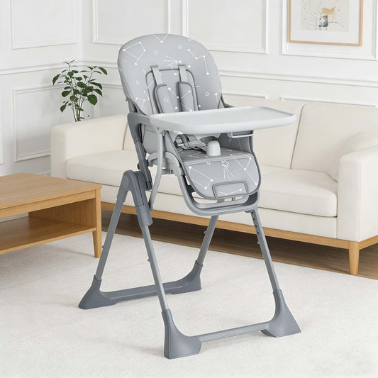 PeacefulHues Foldable Baby High Chair With Adjustable Height
