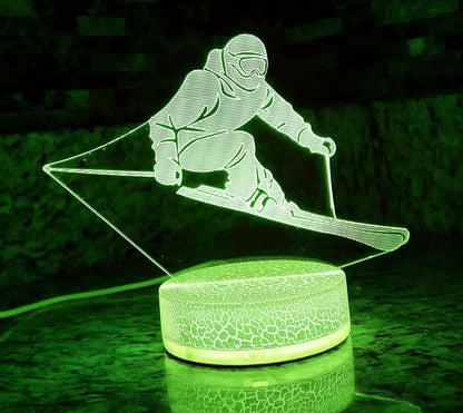 Jinnwell 3D Skiing Night Light led Lamp Illusion 7 Color Changing Touch Switch Table Desk Decoration Lamps Birthday (photo 2)