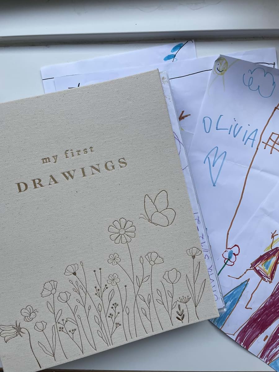 My First Drawings Linen Art Portfolio Binder for Kids Artwork Storage, 10.2 x 12.5 Inches