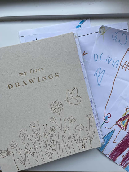 My First Drawings Linen Art Portfolio Binder for Kids Artwork Storage, 10.2 x 12.5 Inches
