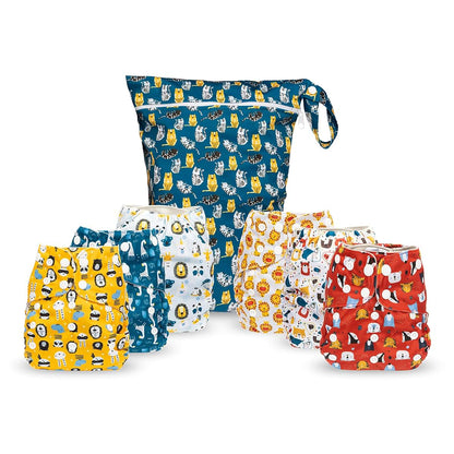 Simple Being Reusable Cloth Diapers, Double Gusset, One Size Adjustable, Washable Soft Absorbent, Waterproof Cover