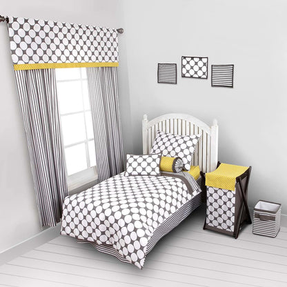 Bacati - Dots/pin Stripes Grey/yellow Hamper (photo 3)