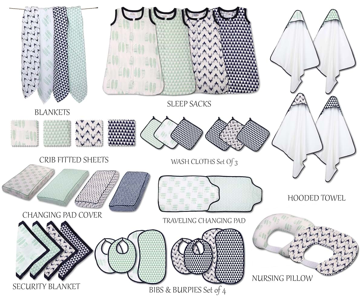 Bacati - Muslin Nursing Scarf (Mint Triangles) (photo 4)