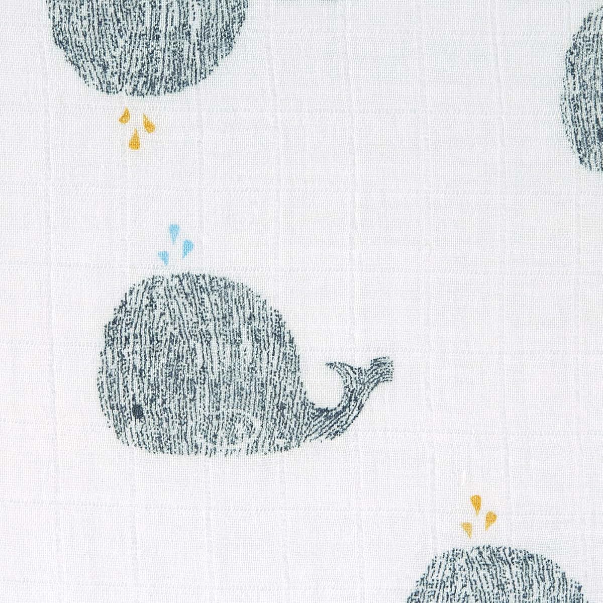 Lassig Large Muslin Swaddle Blanket Little Water Whale (photo 4)