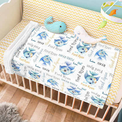 BabyOneStop Personalized Angelfish Blanket With Custom Name