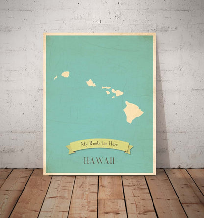 Children Inspire Design My Roots Hawaii Personalized Wall Map 11x14