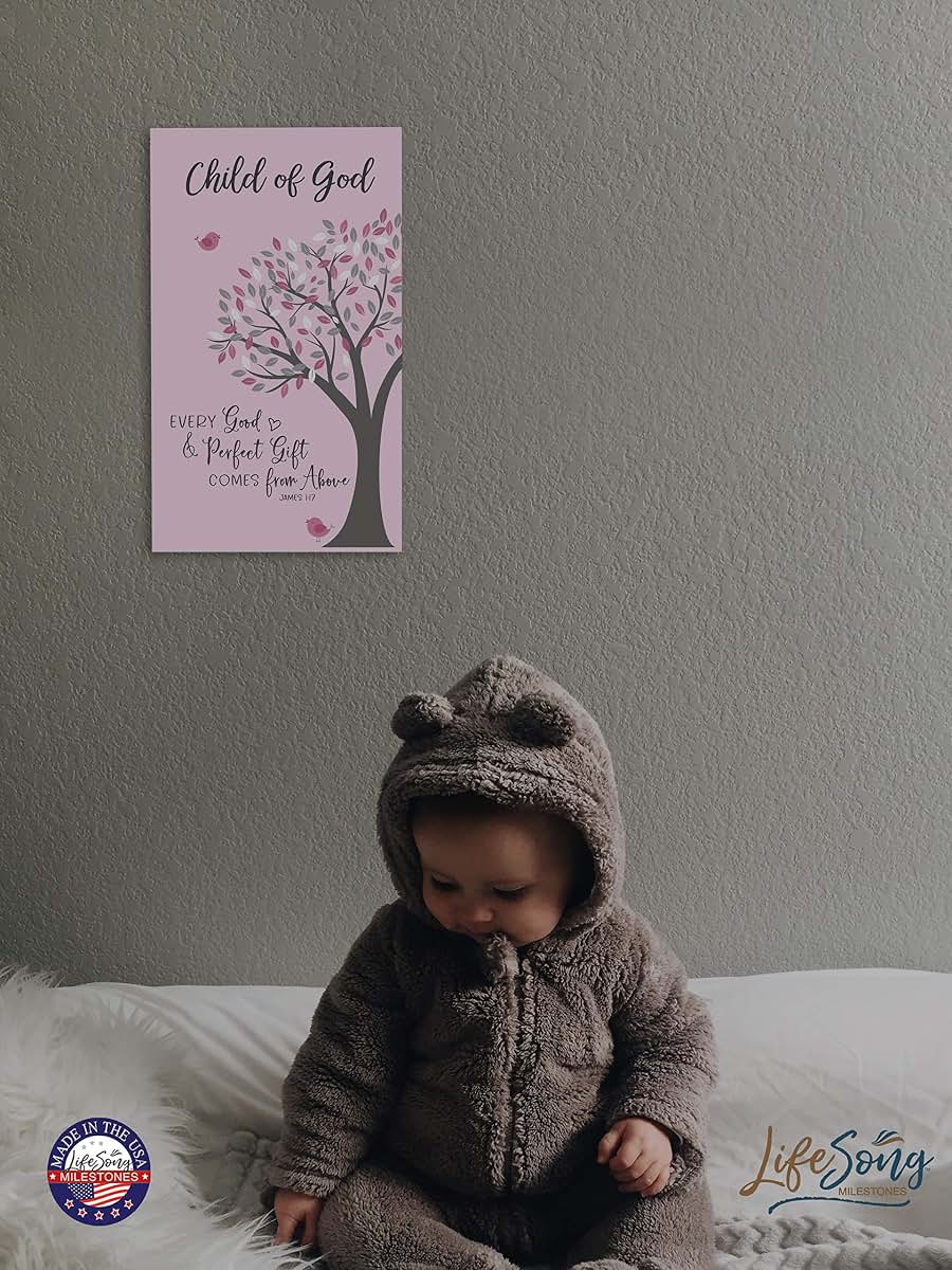 LifeSong Milestones Baptism Christening Nursery Gifts for Baby Boys and Girls Wall Decor Sign Plaque Gift with Quote