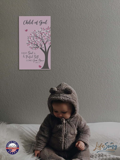 LifeSong Milestones Baptism Christening Nursery Gifts for Baby Boys and Girls Wall Decor Sign Plaque Gift with Quote