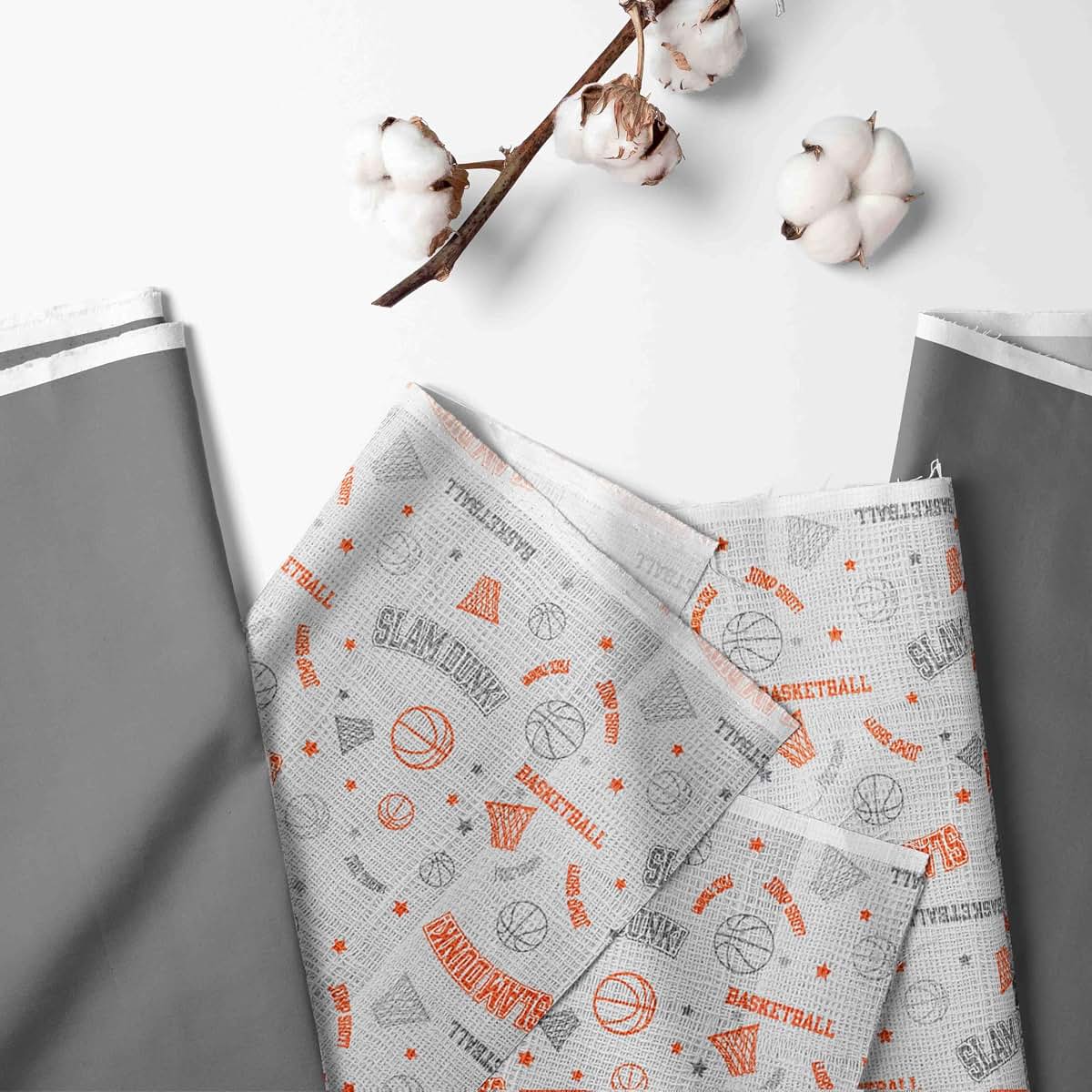 Bacati Basketball Muslin Sleep Sack, Small, Orange/Grey (photo 2)