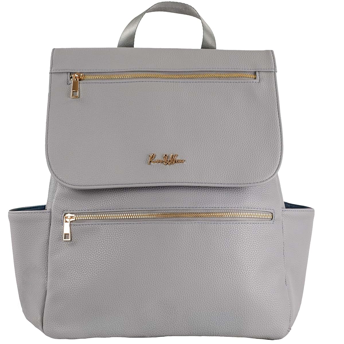 Roo and Bear Vegan Leather Diaper Bag Backpack in Ash Grey