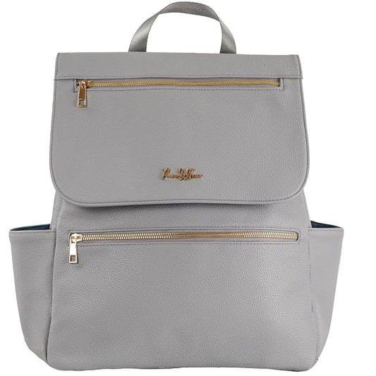 Roo and Bear Vegan Leather Diaper Bag Backpack in Ash Grey