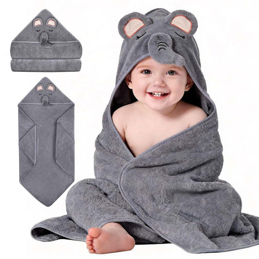 ABABY.COM Ababy Baby Hooded Bath Towel for Newborn Boys & Girls, Soft Coral Fleece Hooded Baby Towel & Swaddle Blanket