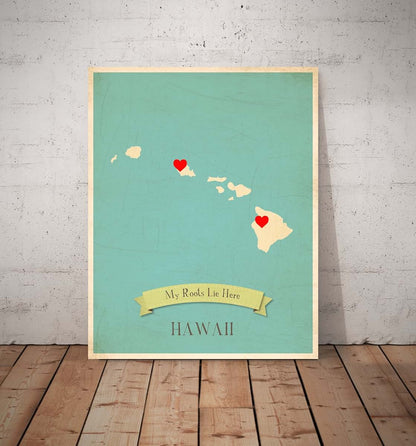 Children Inspire Design My Roots Hawaii Personalized Wall Map 11x14