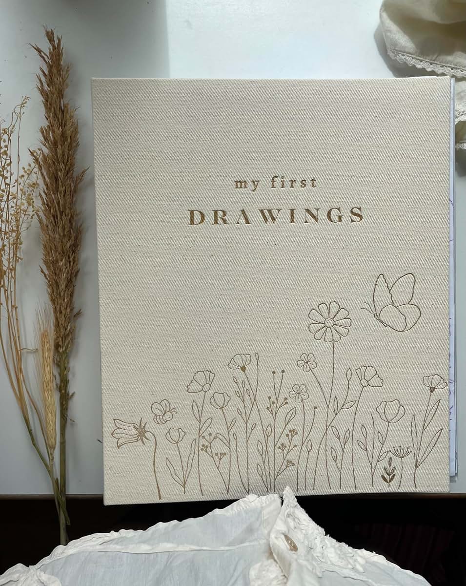 My First Drawings Linen Art Portfolio Binder for Kids Artwork Storage, 10.2 x 12.5 Inches