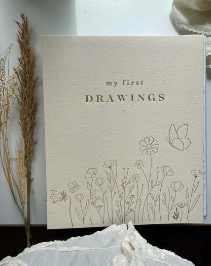 My First Drawings Linen Art Portfolio Binder for Kids Artwork Storage, 10.2 x 12.5 Inches