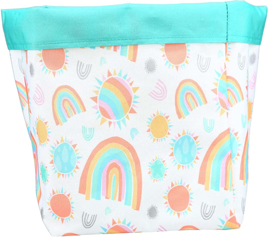 Pavilion Gift Company Pavilion - Sunshine and Rainbows - 8 Inch Canvas Baby Clothes/Toys Storage Basket