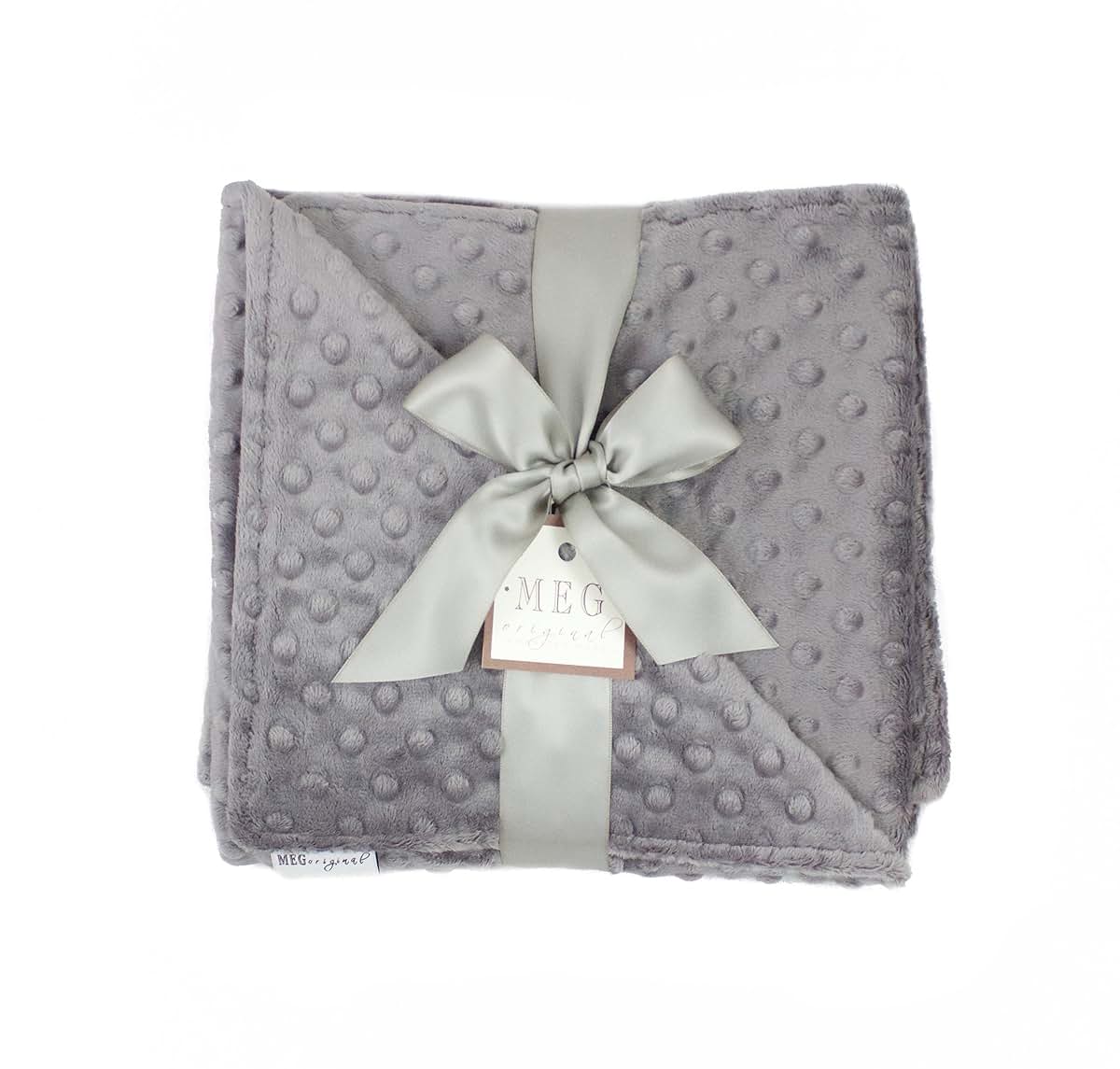 MEG ORIGINAL Charcoal Grey Minky Dot Baby Blanket 397