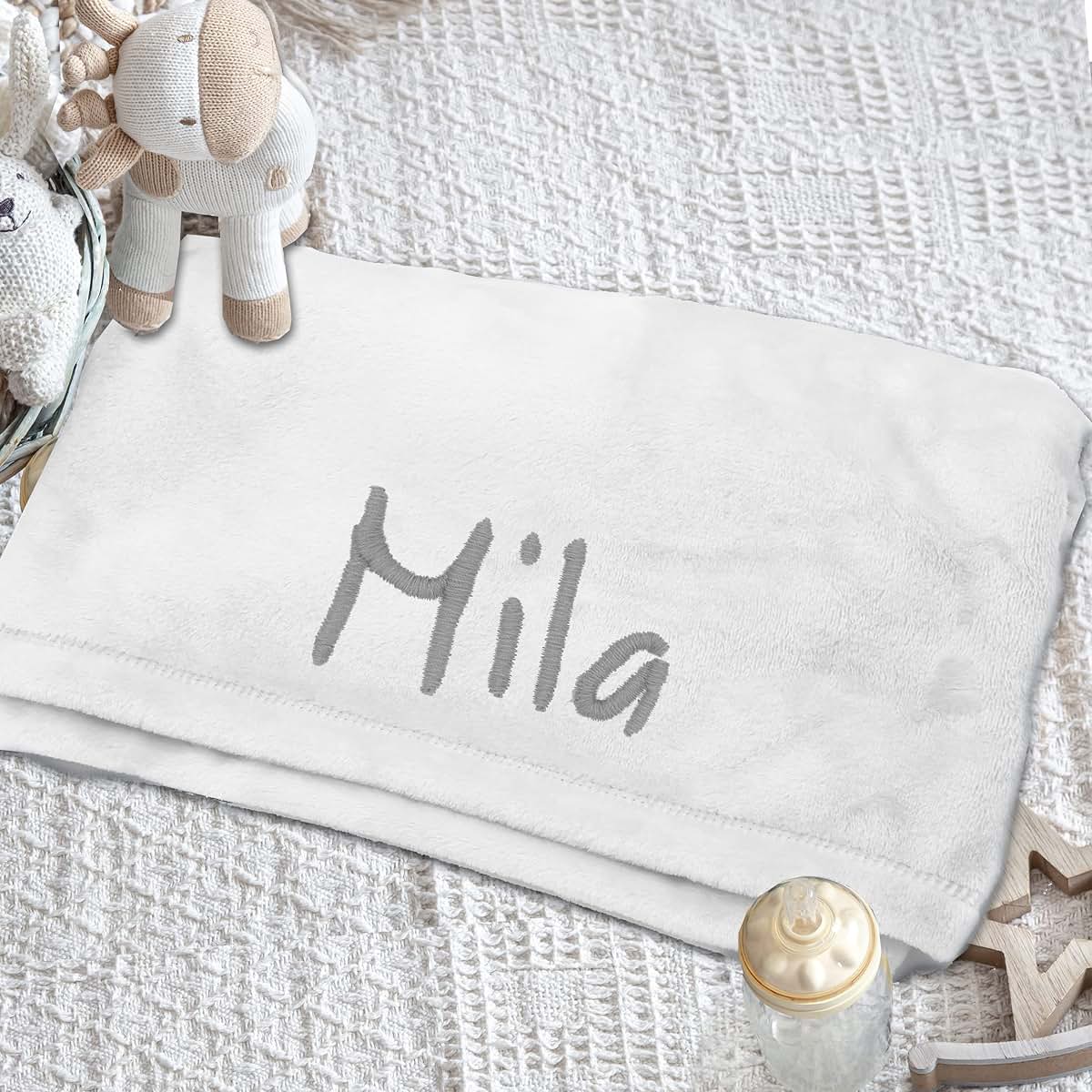 My Personal Memories Customized Baby Blanket for Boy or Girl - Soft and Plush Newborn Gift - Embroidered with Name