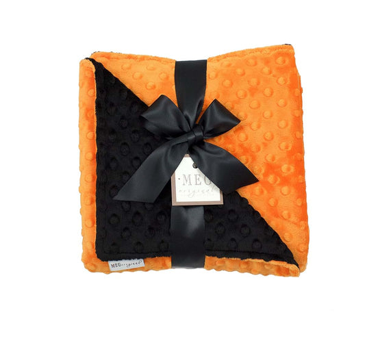 Meg Original Minky Dot Baby Blanket, Orange And Black