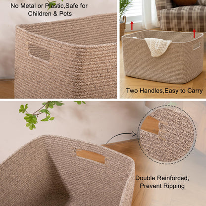 OIAHOMY Cotton Rectangle Blanket Basket