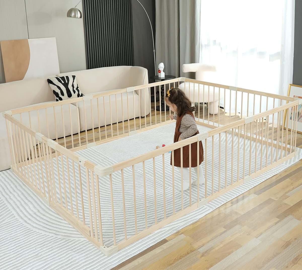 Smilebaby Baby Playpen Play Fence Gate Play Pen Wood Large,Playpens for Babies and Toddlers Kids Indoor,Baby Play Yards (photo 4)