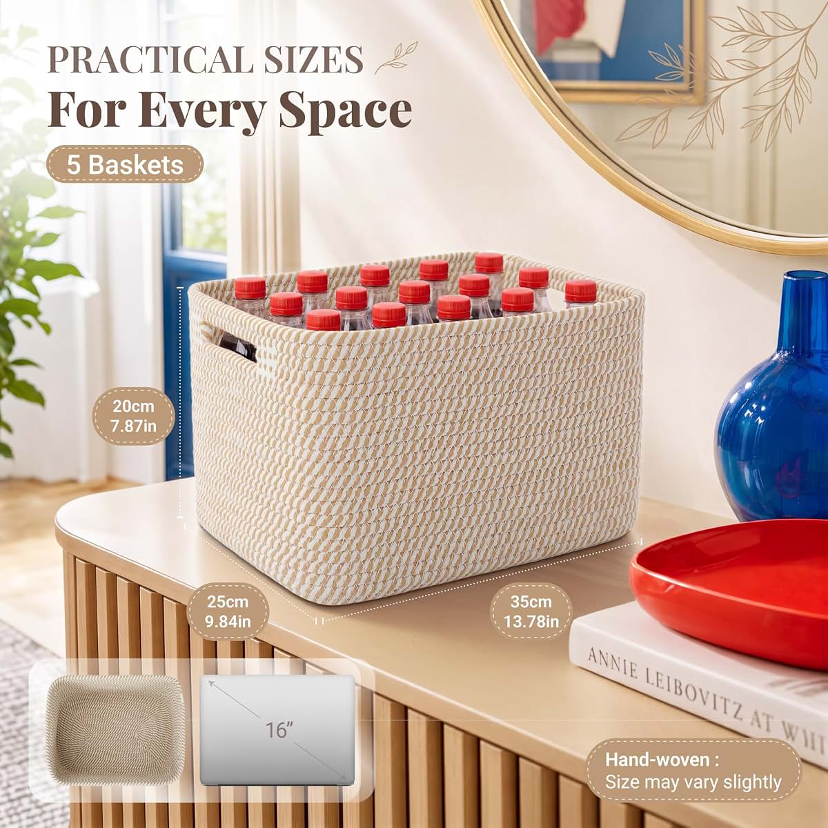 Vireth Haus 5 Pack Storage Baskets For Organizing Khaki (photo 2)