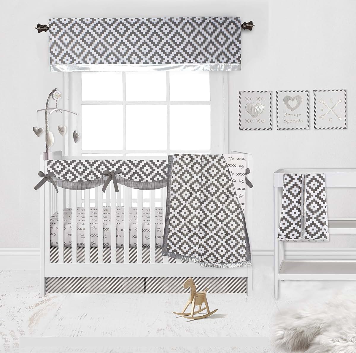 Bacati Cotton Percale Crib and Toddler Bed Skirt
