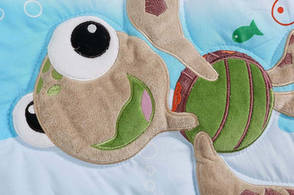 CribMATE 8 Pieces Blue Embroidery Turtle Fish Nursery Crib Bedding Set (photo 4)