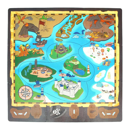TriAction Toys Sunta Play Mat DIY Treasure Map and Ship | 9 Piece Set