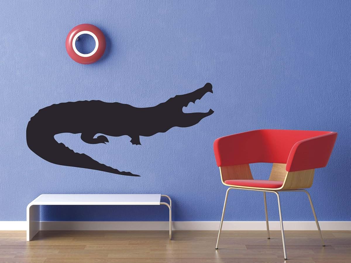 Giant Crocodile Silhouette Vinyl Wall Decal 30x30 Inch