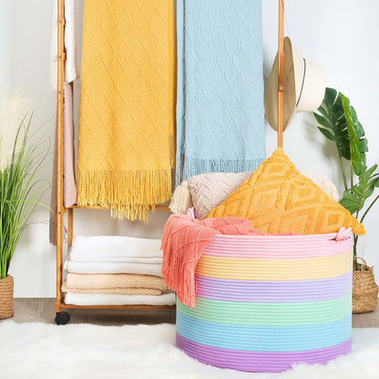 Decorative Woven Cotton Rope Storage Basket Bin