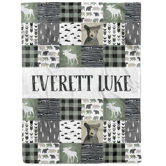MDPrints Global MDPrints Bear Personalized Baby Blankets for Boys, Personalized Baby Gifts with Name, Customized Baby