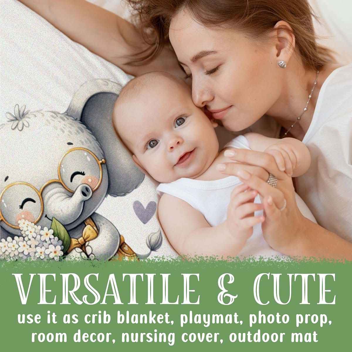 NovaVision03 Baby Milestone Blanket With Elephant Design (photo 4)